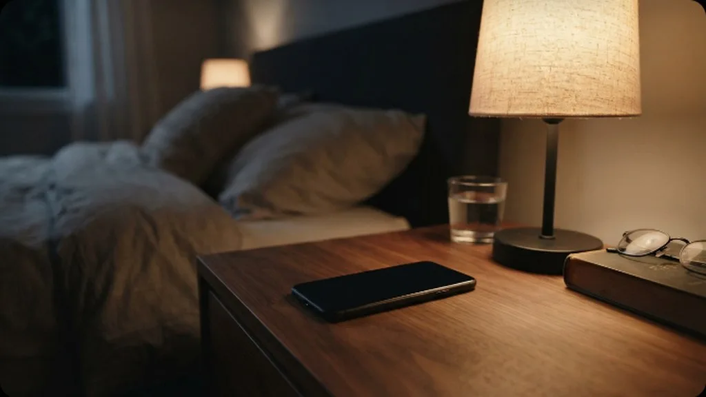 Newborn Feeding Schedule: How Often Should You Actually Feed Your Baby A phone resting on a nightstand beside a soft lamp, used for tracking feeding times