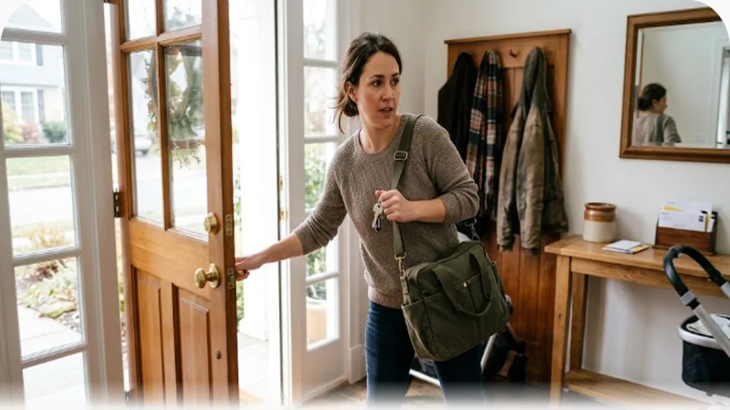 Diaper Bag Essentials: What to Actually Pack Parent quickly grabbing a diaper bag by the door on the way out