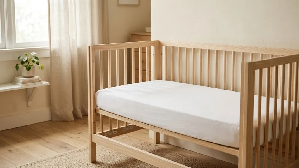 Safe Sleep Basics: How to Lower the Risk of SIDS at Home An empty crib with only a firm mattress and a fitted sheet